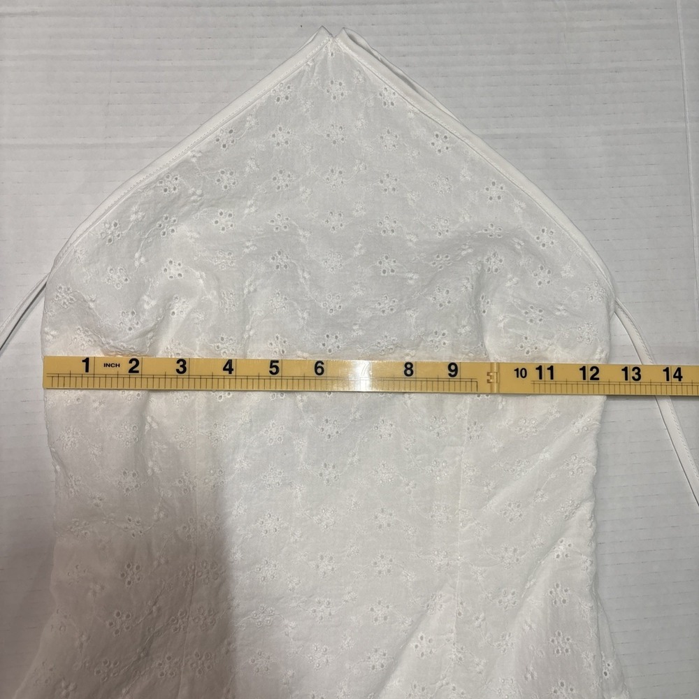 Princess Polly Flowerchild Halter Mini Dress White Eyelet Cotton US 2 NWT Flaw - Picture 6 of 14